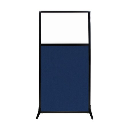 Versare Work Station Screen 33" x 70" Navy Blue Fabric With Clear Window 1840103